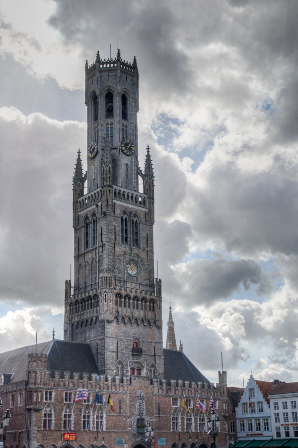 Belfry in Clouds in Bruges, Belgium