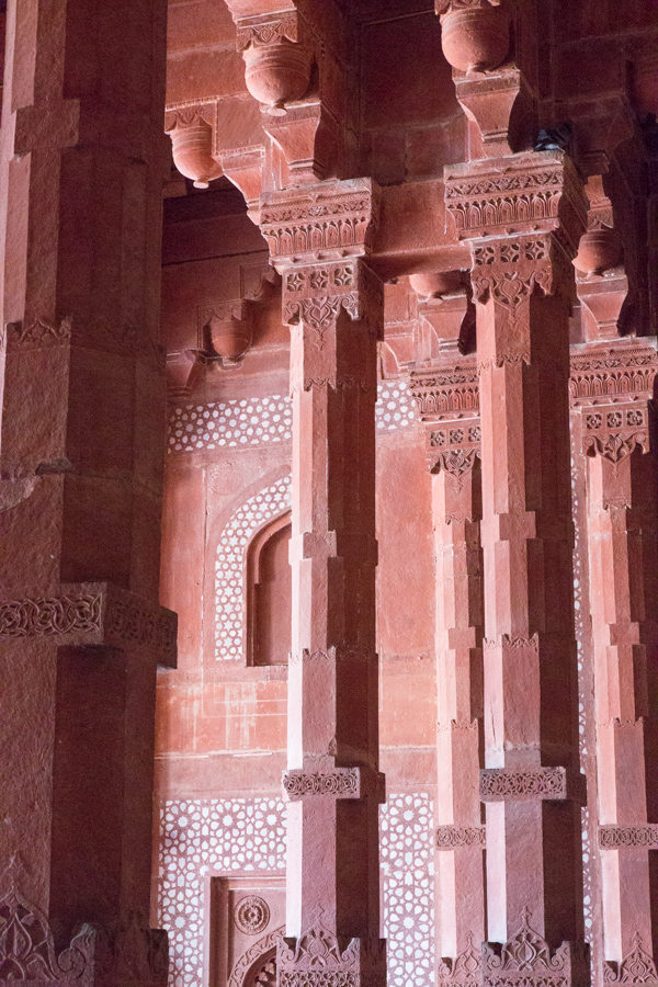 Red Columns in Fatehpur Sikri, India
