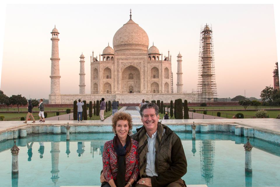 Couple and Taj Mahal in Agra, India
