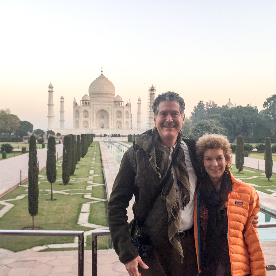 Tourists at the Yaj Mahal in Agra, India