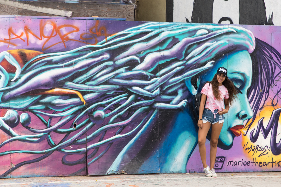 Posing with Graffiti in Santa Monica, California