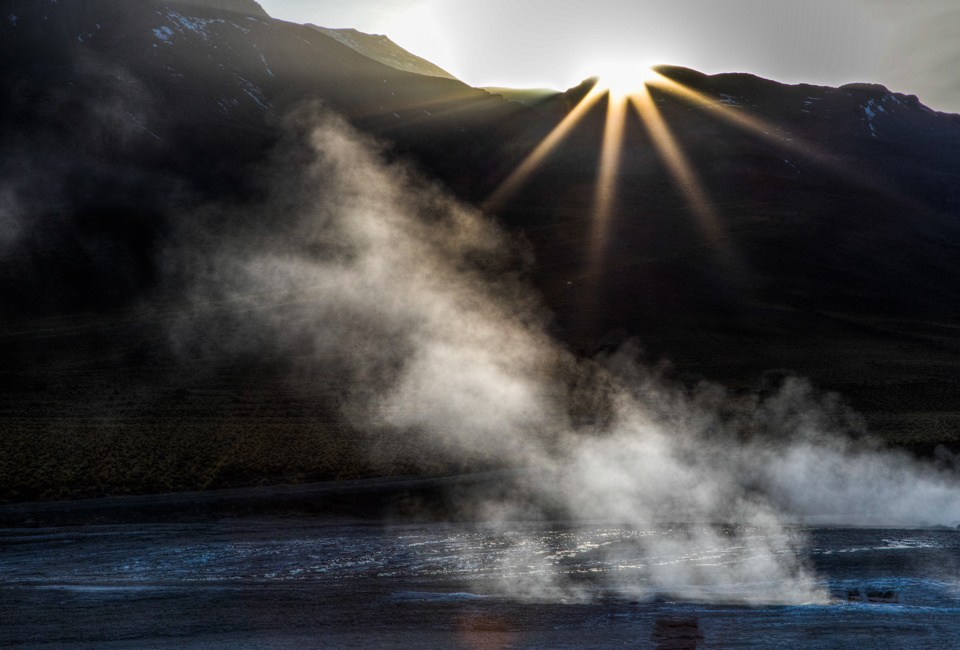 Sunrise over Gyser in San Pedro, Chile