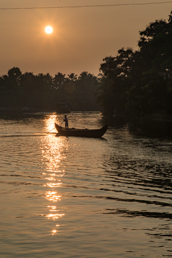 Backwater Sunset in Alleppey, India
