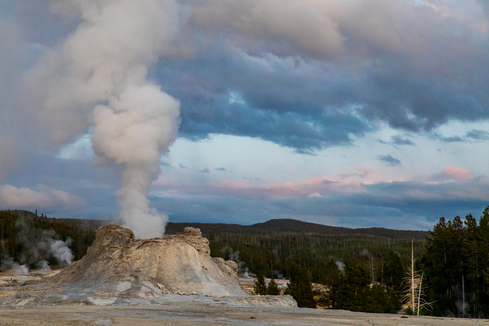 Geyser Sunset in Yellowstone National Park, Wyoming
