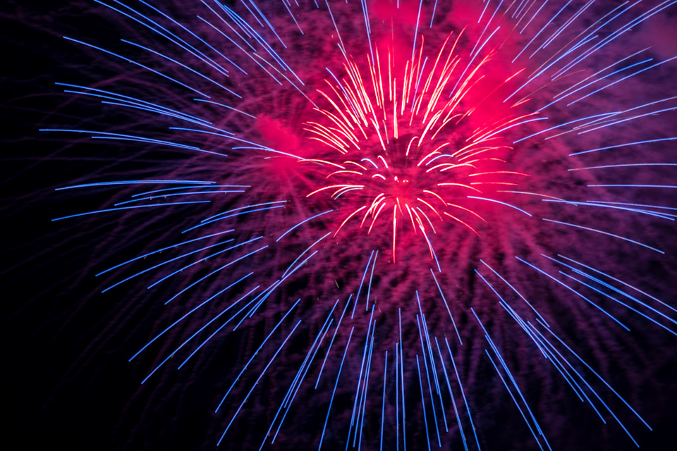 Red and Blue in Highlands, North Carolina