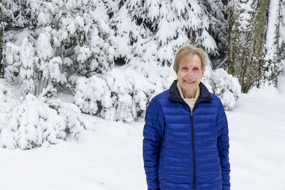 Mom in Snow in Highlands, North Carolina