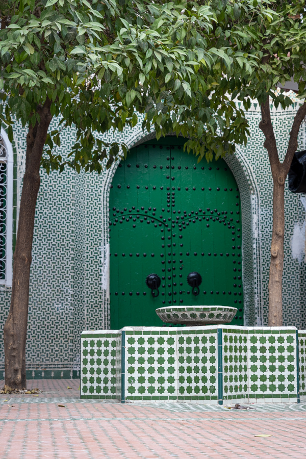 Green Door in Chefchaouen, Morocco