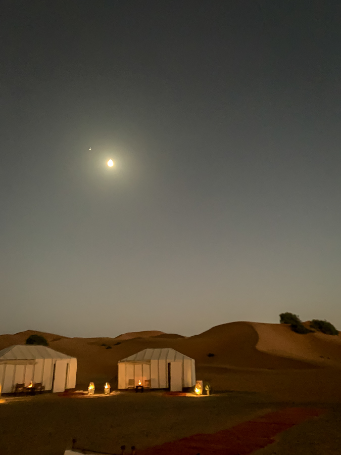 Sand Moon in Sahara, Morocco