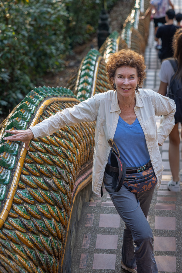 Leaning on Naga in Chiang Mai, Thailand