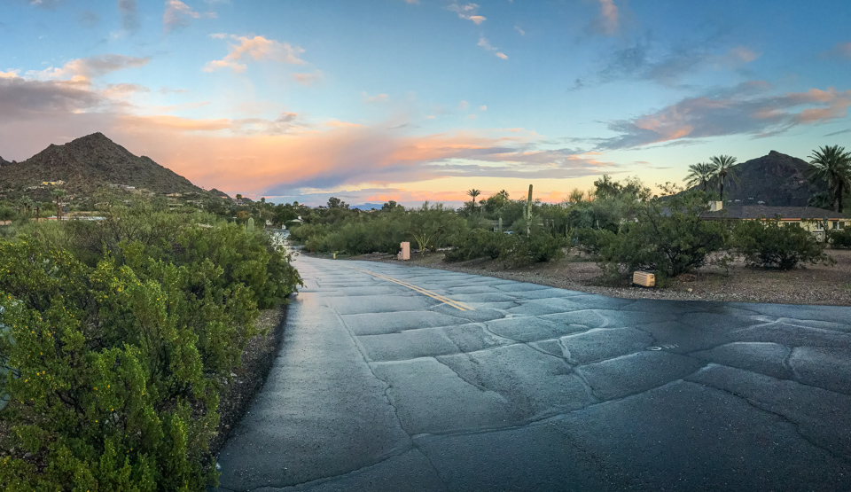 Wet Road in Paradise Valley, Arizona