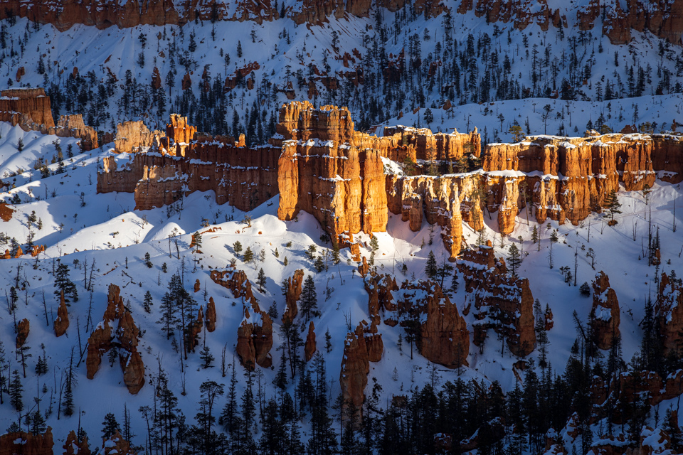 Spotlight on Rocks in Bryce Canyon, Utah