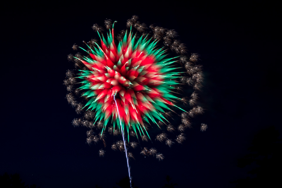 Fireworks with Halo in Highlands, North Carolina