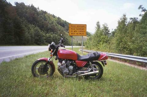 Renee Honda CBX on North Carolina road