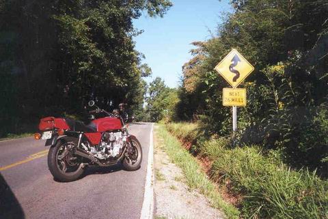 Renee Honda CBX on twisty road