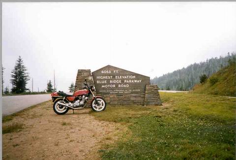 Renee Honda CBX on the Blue Ridge Parkway
