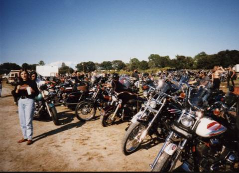 Kristi Smith in a Field of Bikes in Daytona, Florida