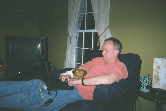 Peter and Rusty using the Laptop in Columbus, Georgia