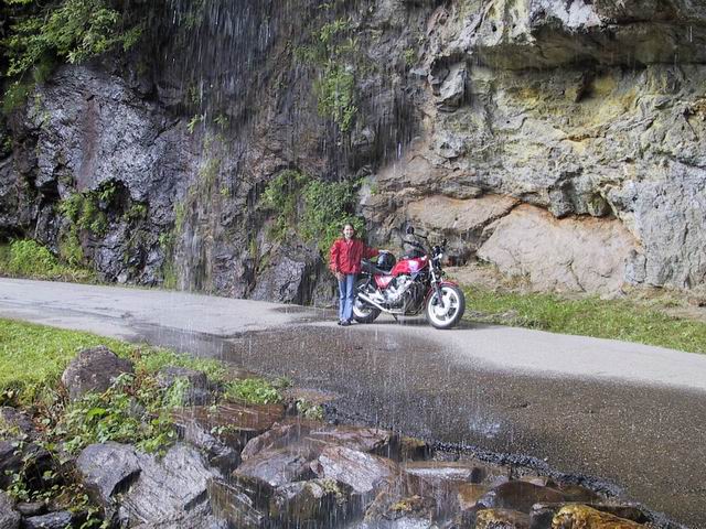Angie Under the Waterfall in Highlands, North Carolina