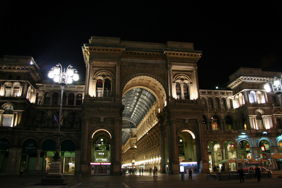 Milan Galleria at Night in Milan, Italy