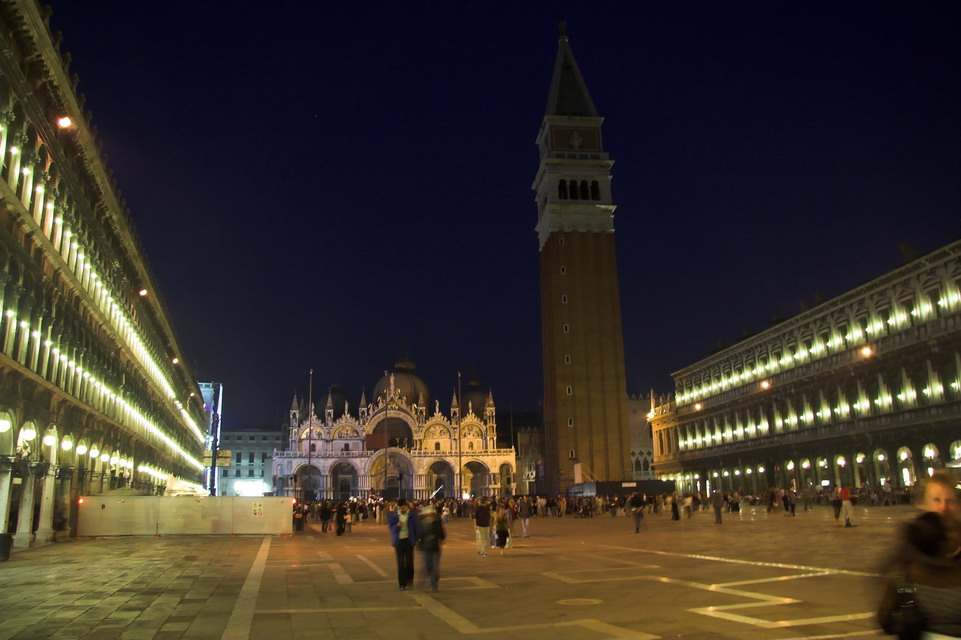St Mark's Square at Night in Milan, Italy