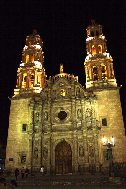 Lit Cathedral in Chihuahua, Mexico