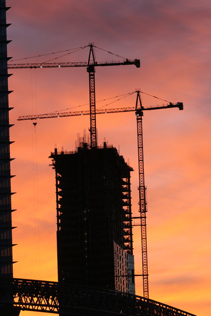 Cranes at Sunset in Las Vegas, Nevada