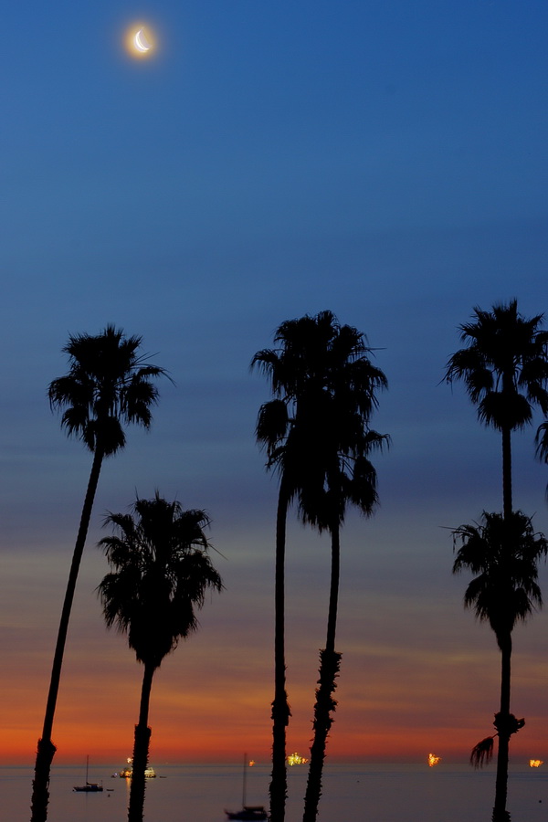 Sun Rise and Moon in Santa Barbara, California