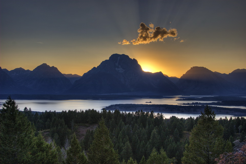 Mt Moran and Cloud in Grand Teton National Park, Wyoming