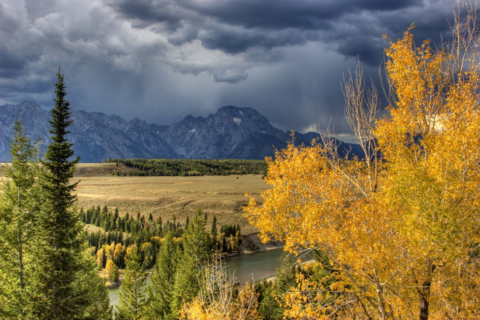 Rain Over Mt Moran in Grand Teton National Park, Wyoming