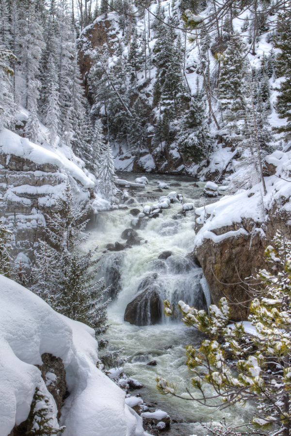 Winter Waterfall in Yellowstone National Park, Wyoming